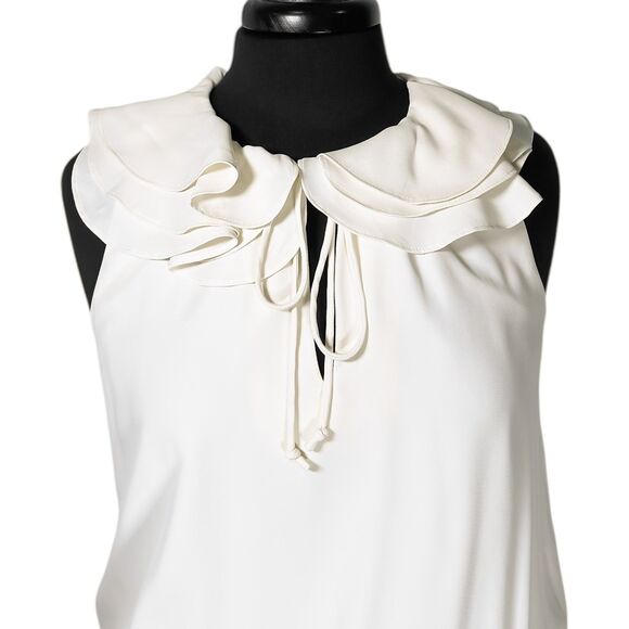 Amanda Uprichard Revolve Belle Kimmie Dress Ivory Keyhole Ruffle Smocked Mini S - Picture 4 of 9